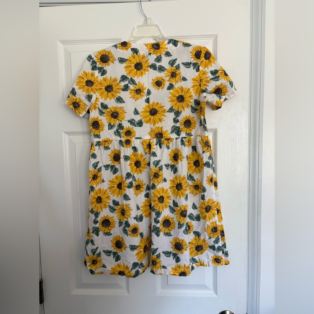 H&M DIVIDED WOMENS EMPIRE WAISTE SUNFLOWER BABYDOLL DRESS HIPPIE BOHO SIZE XS - Picture 4 of 6